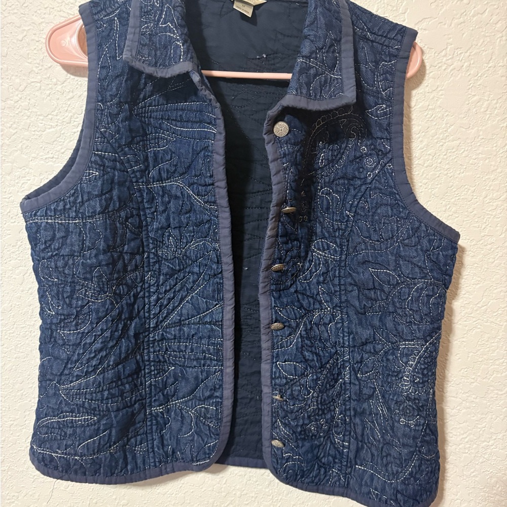 Christopher & Banks Blue Quilted Vest